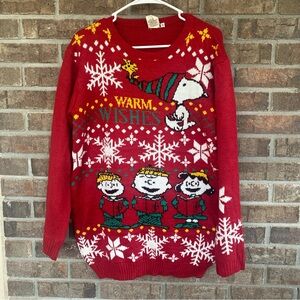 Red Peanuts Christmas Sweater Unisex XL